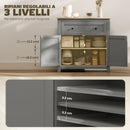 Credenza Cucina Bassa 78.5x35x80 cm con Cassetto e Armadietto in Legno Grigio      