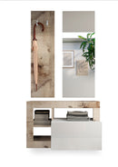 Set Ingresso Mobile 1 Anta a Ribalta Appendiabiti 90,5x36x170 cm e Specchio 50x110 cm Hamburg Bianco Lucido e Pero