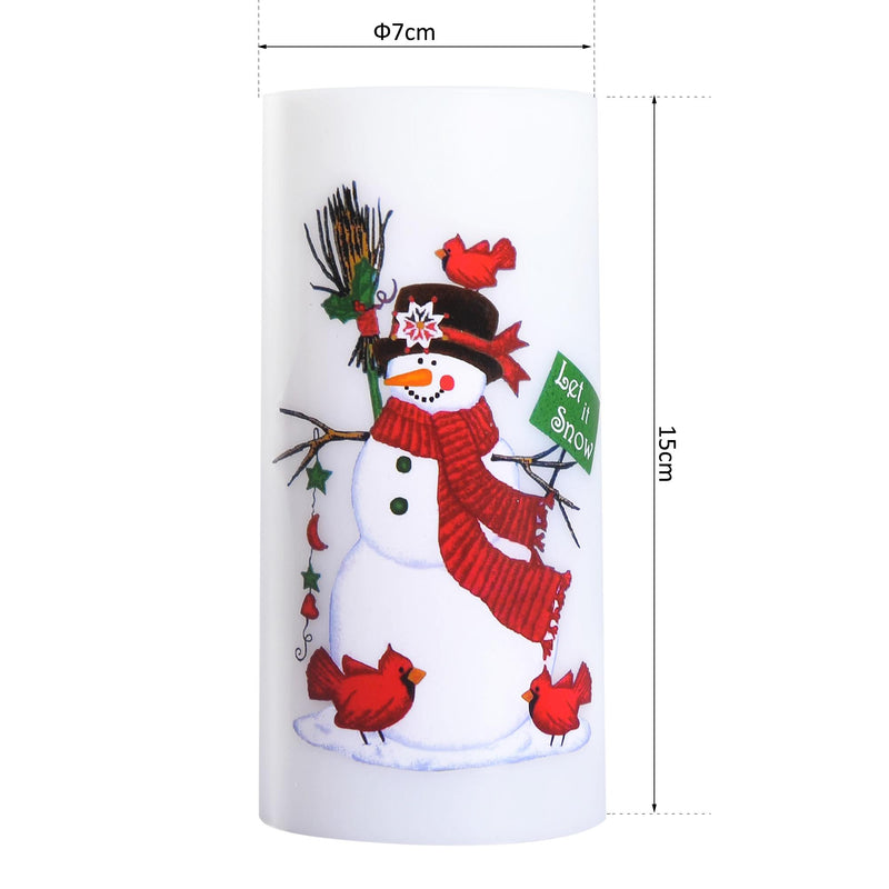 Candela di Natale LED con Proiettore 4 Effetti di Luce Bianco Ø7x15 cm 