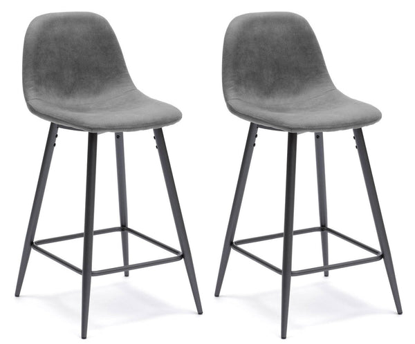 Set 2 Sgabelli 50x43xH91 cm in Similpelle Brigitte Grigio sconto