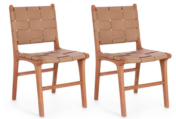 Set 2 Sedie 46x59x85 cm Caroline in Pelle Tortora prezzo