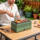 Barbecue Portatile a Carbone 45,5x29x21 cm con Ventilazione Integrata per Esterni in Metallo Verde Chiaro      