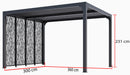 Pergola da Giardino 3,6x3 m in Alluminio con 4 Pannelli Moucharabieh Grigio Antracite