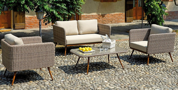 Salon de jardin Vorghini Salamanca en osier beige et aluminium sconto