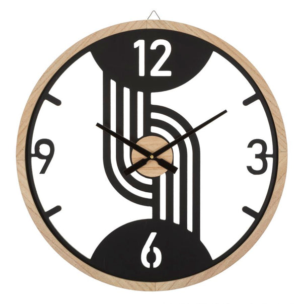 Orologio da Muro Clips 60x2,5x60 cm in Ferro e MDF Nero e Marrone prezzo