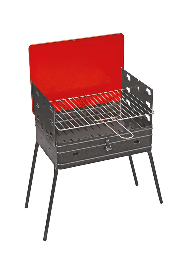 sconto Barbecue a Carbone a Valigetta Portatile 40x30x72 cm Braciere Estraibile in Acciaio Nero e Rosso