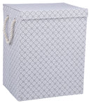 Cesto Portabiancheria Pieghevole con Manici 50x30x40 cm in Poliestere Grigio e Bianco
