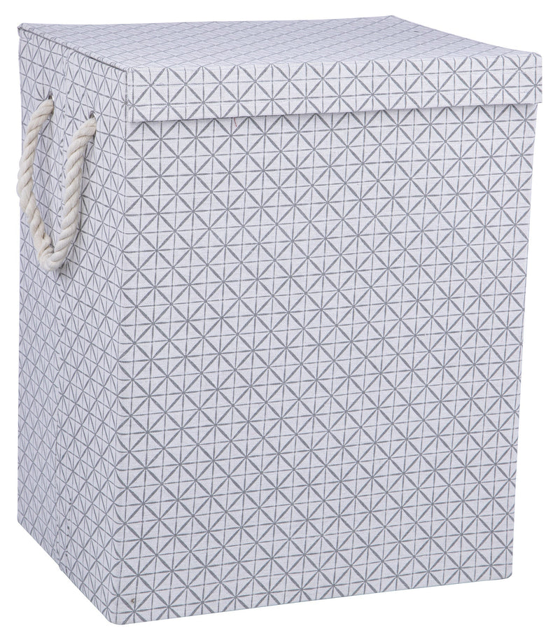 Cesto Portabiancheria Pieghevole con Manici 50x30x40 cm in Poliestere Grigio e Bianco
