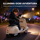 Moto Elettrica per Bambini 3+ Anni Licenza Piaggio Vespa 7,2 V 81x37x63 cm con Rotelle Rimovibili 3-5 km/h Max 30 kg in PP Bianco      