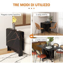 Tavolo da Pranzo Pieghevole per 2-6 Persone 120x80x73 cm con Ruote in Truciolato Nero Effetto Marmo      