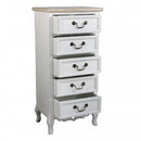 Cassettiera Cuore 5 Cassetti 44x29x91 h cm in Legno di paulownia Bianco