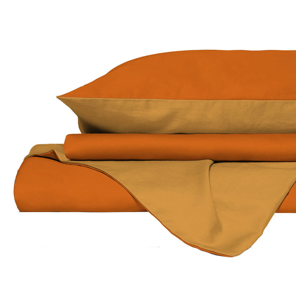 acquista Copripiumino con Sacco e Federe in Tinta Unita Double Face Linea Vera Arancio e Giallo