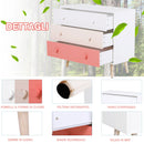 Cassettiera con 3 Cassetti in Legno di Pino 90x42x80 cm  Bianco e Rosa