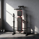 Panca Fitness con Rack per Pesi Schienale e Sedile Regolabili Dip Station Capacità 420 kg in Acciaio Nero e Rosso      