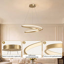 Lampada a Sospensione LED 38 W 58x58x100 cm con 3 Temperature di Colore 3000-6000K e Altezza Regolabile in Acciaio e Plastica Oro      