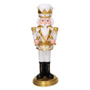 Soldatino Schiaccianoci in resina con tamburo bianco e oro cm 12x11,54xh31