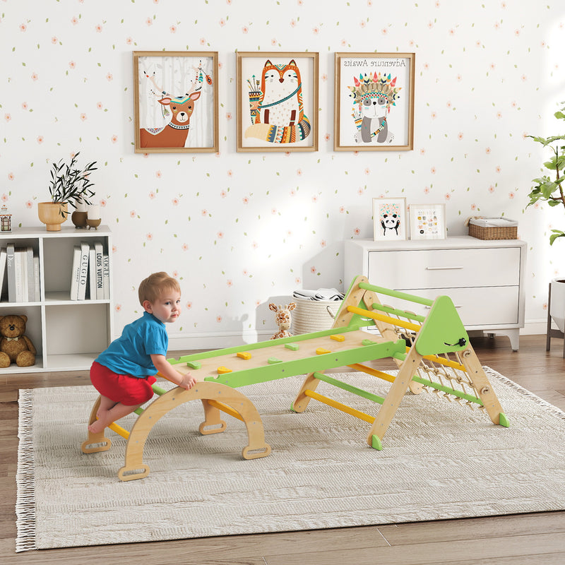 Gioco per Bambini 8 in 1 con Triangolo Parete Liscia e Arco 191.5x74.5x63 cm in Legno di Pioppo e Pino       