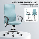 Sedia Ergonomica da Ufficio Girevole 63x65x109-119 cm con Schienale a Rete Verde Chiaro   