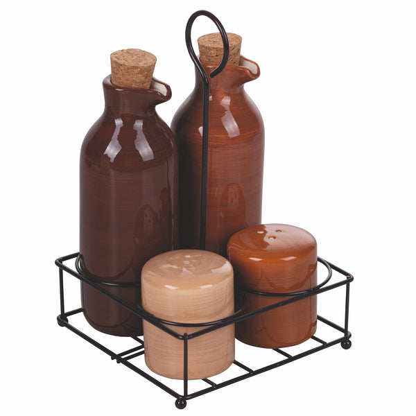 acquista Ménage 5 Pièces en Céramique avec Support Métallique VdE Tivoli 1996 Baita Chocolat