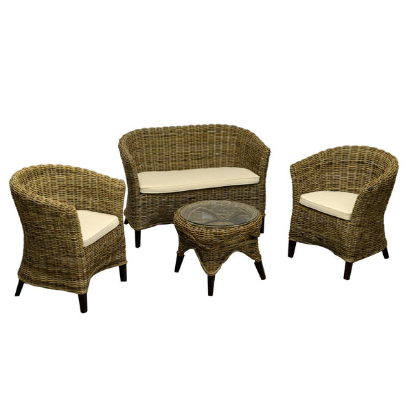 Ensemble Salon de Jardin 2 Fauteuils Table Basse Canapé en Rotin Gris Adami Tempo online