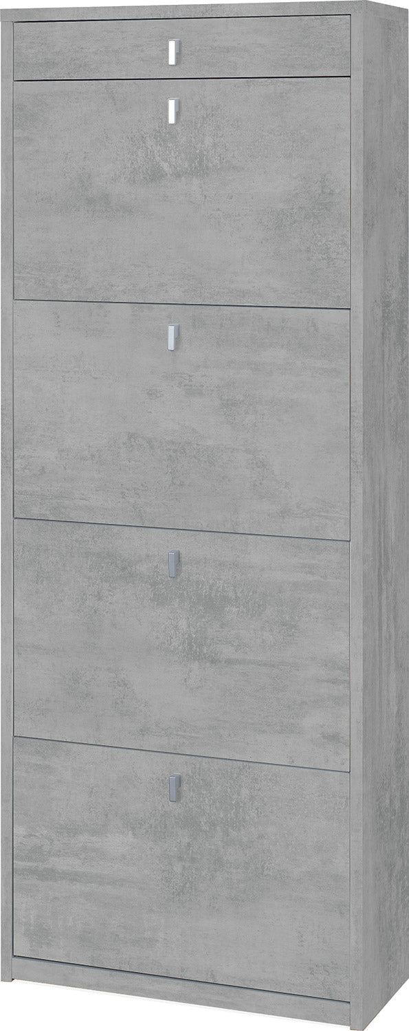 acquista Meuble à Chaussures 4 Portes 1 Tiroir 63x164x29 cm Ciment
