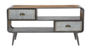 Porta Tv Illinois 120,5x40x61 cm in Ferro e Legno di Abete Grigio e Grigio e Naturale