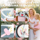 Triciclo per Bambini 5 in 1 96,5x49x101 cm con Maniglione e Cinture di Sicurezza Rosa   