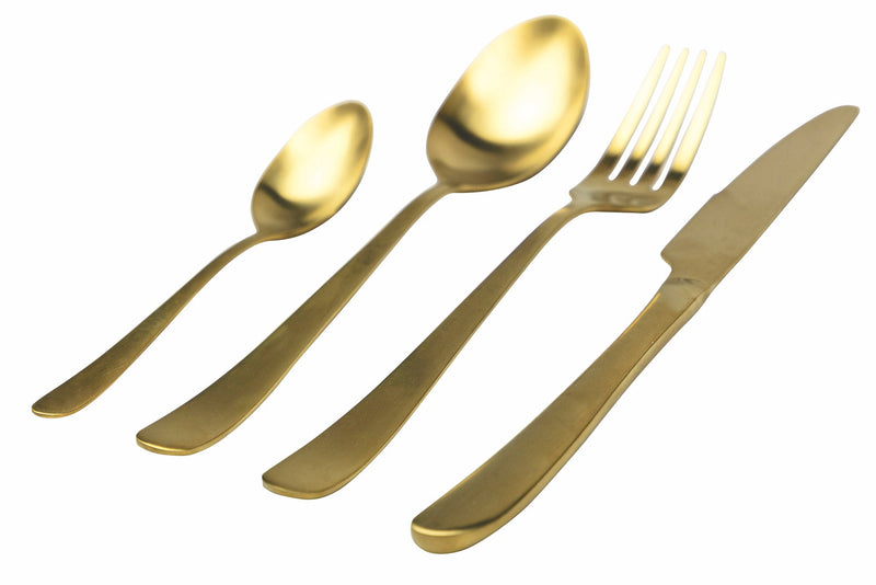 Servizio Set di Posate 24 Pezzi in Acciaio Oro Opaco Villa d'Este Home Tivoli Round
