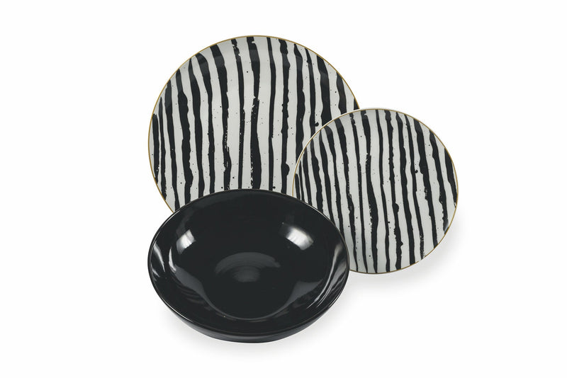 Servizio Piatti 18 Pezzi in Porcellana e Gres Multicolor Villa d'Este Home Tivoli Masai Black