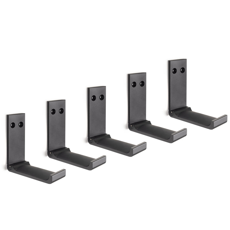 Set 5 Appendiabiti Pieghevoli da Parete in Acciaio e Tecnoplastica Emuca Nero