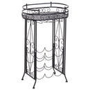 Cantinetta Portabottiglie con Portacalici 28,5x46x77,5 cm in Ferro Battuto  Nera