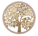 Pannello da Muro Oro Tree Rot. Ø80x2,5 cm in Ferro e MDF Oro e Marrone Chiaro