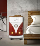 Comodino Van 46x42x80 cm Legno di Abete e MDF e in Ferro Rosso e Bianco