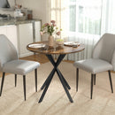 Tavolo da Pranzo Rotondo Stile Industriale Ø80x75 cm con Piano in Truciolare e Gambe a Croce in Acciaio Marrone Rustico      