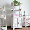 Libreria Mobile 3 Ripiani 2 Ante 45x25x118 cm in Legno Massello Fumer Antibes Bianco