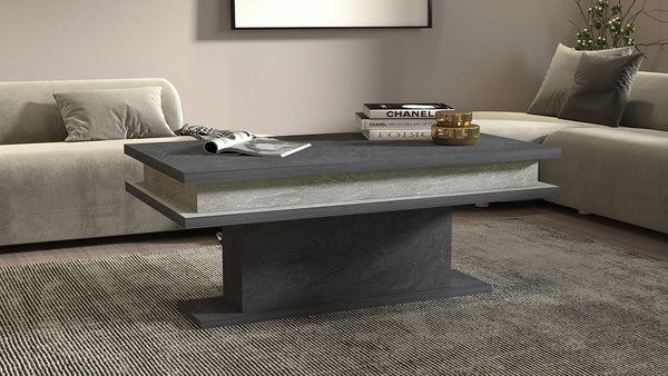 sconto Tavolino Soggiorno 100x55x42 cm Little Big con LED Report Grigio