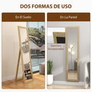 Specchio Verticale Autoportante o da Parete 37x40x155 cm con Cornice in MDF Quercia      