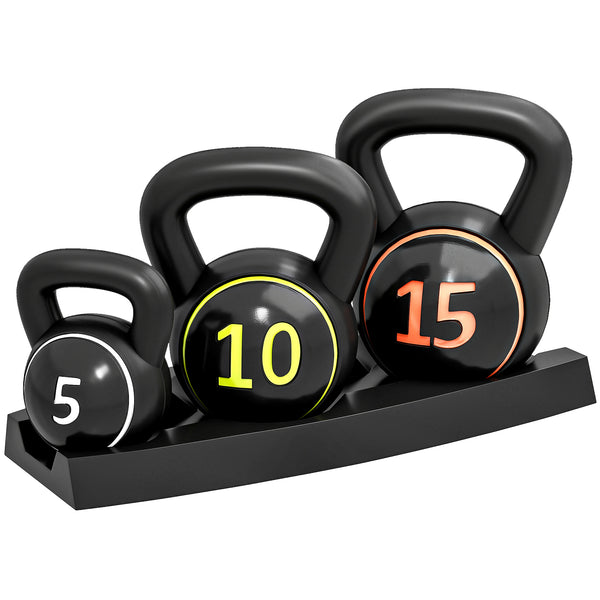 online Set Kettlebell Palestra 2,2- 4,5-6,8 kg con Base e Supporto in Plastica Nero