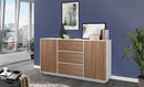 Credenza 2 Ante + 3 Cassetti 160x41,4x86 cm Bloom Bianco Lucido e Noce