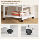 Carrello Porta Stampante a 3 Ripiani con 4 Ruote 50x50x52,5 cm Legno e Acciaio Bianco