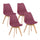 Lot de 4 chaises 53,5x48,5x83 cm en polypropylène et simili cuir Candice Bordeaux