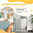 Cancelletto di Sicurezza con Estensioni 76-104 cm e Porta per Gatti Bianco   