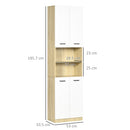 Mobile Bagno 4 ante 2 Ripiani 53x33,5x195,7 cm in Truciolato Bianco