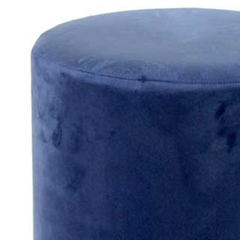 Pouf Poggiapiedi 31x31x38 cm in Metallo MDF e Tessuto Velluto Blu 