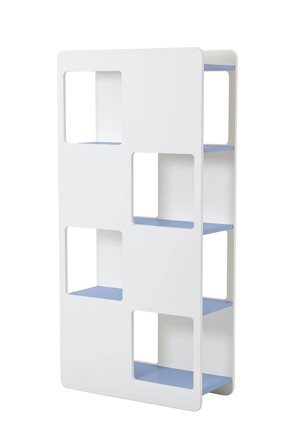 acquista Bibliothèque 8 Trous 78x32x160cm en MDF TFT Hublot Blanc Mat et Bleu Clair