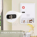 Armadietto Porta Medicinali da Parete 40x15x60 cm a 3 Ripiani con Chiave Anta Ventilata e Vani Portaoggetti in Acciaio Laminato Bianco      