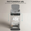 Pattumiera con Sensore 48 L 33x25x69 cm a Chiusura Morbida con Superficie Anti-impronte in Acciaio Inox e ABS Argento      