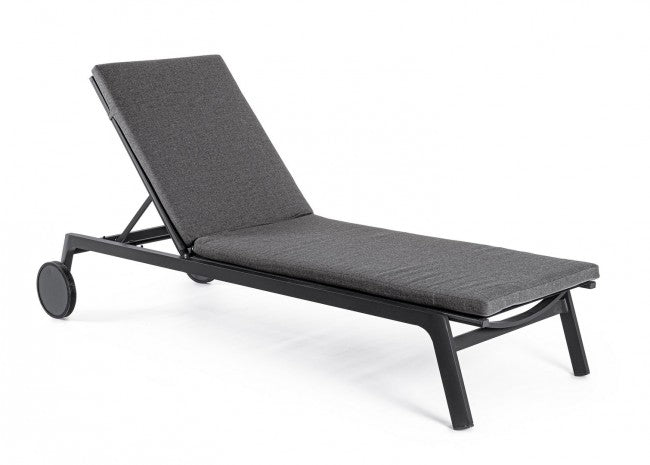 Set 2 Lettini Prendisole da Giardino 70x204x101h cm con Cuscini e Ruote Jalisco Antracite 