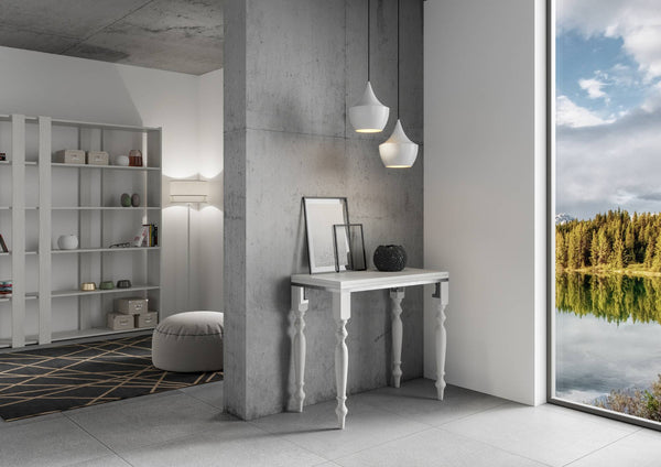 sconto Consolle Allungabile 90x45-90x80 cm in Nobilitato Bianco