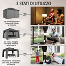 Gazebo da Giardino a 2 Livelli 380x300x270 cm con Zanzariere e Tende in Metallo e Poliestere Grigio Scuro      